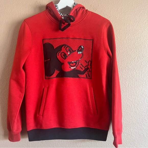 Coach X Disney Mickey Mouse X Keith Haring Red and Black Hoodie Size XS - Picture 1 of 10